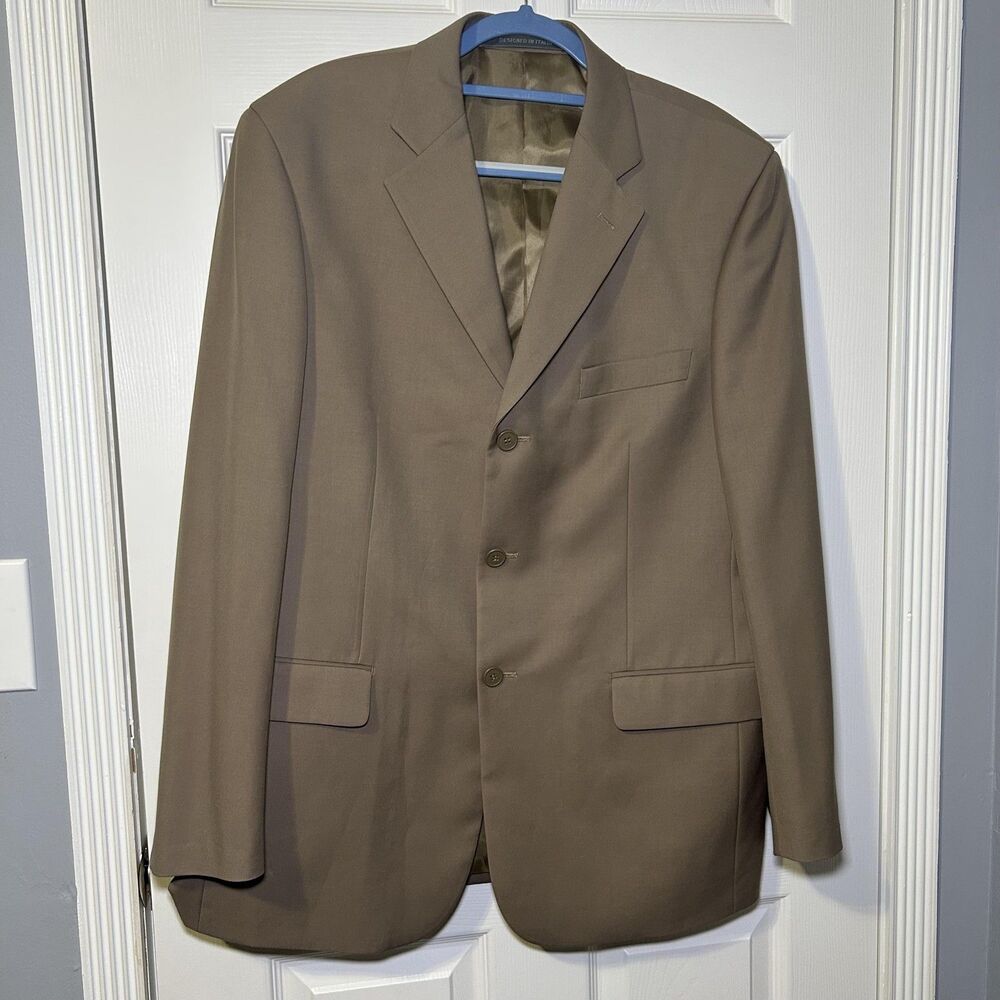 Angelo Rossi Suit Jacket Men's 44R Brown 3 Button Micro Tech Blazer Coat